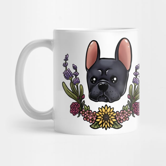 Black frenchie flowers by Lanlyaart